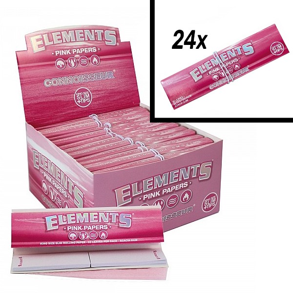 Elements | Displaylåda Pink Connoisseur KS Slim+ Tips (24st)