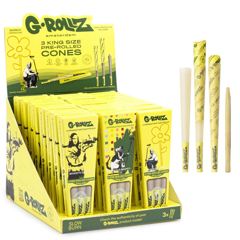 G-Rollz | Banksy's Graffiti - Bamboo Unbleached Cones (3pcs)